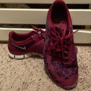 Maroon cheetah print Nikes